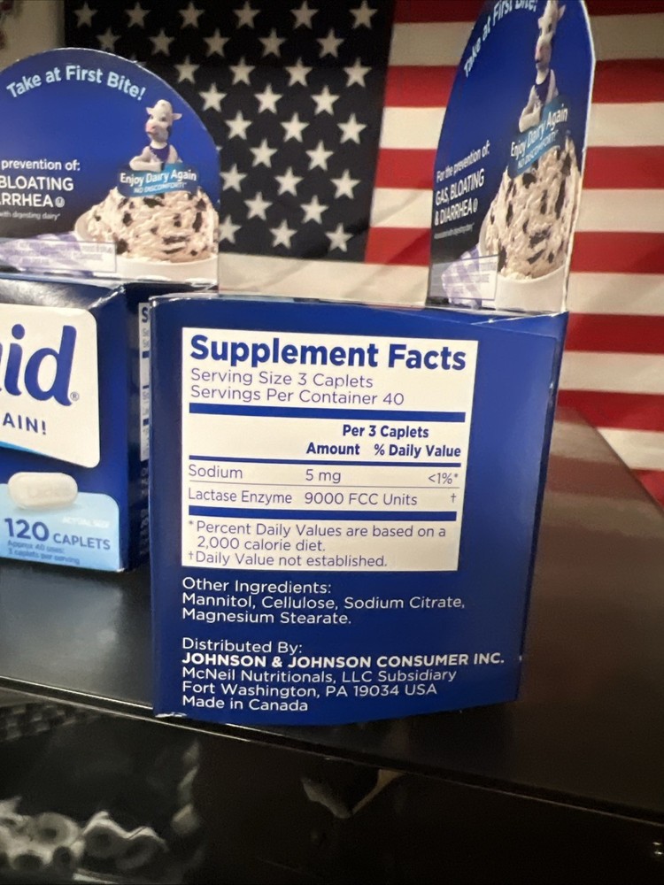 LACTAID Original Lactase Enzyme Supplement - 120 Caplets 2PK