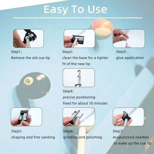 38PCS Pool Cue Tips Replacement Kit - 13mm Billiards Cue Tips & Shaper Tools