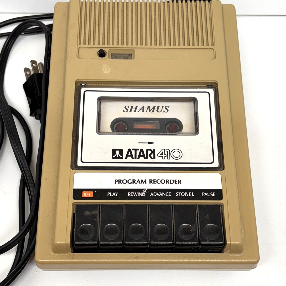 1980s Atari 410 Cassette Program Recorder & Shamus Atari Cassette Game- Untested