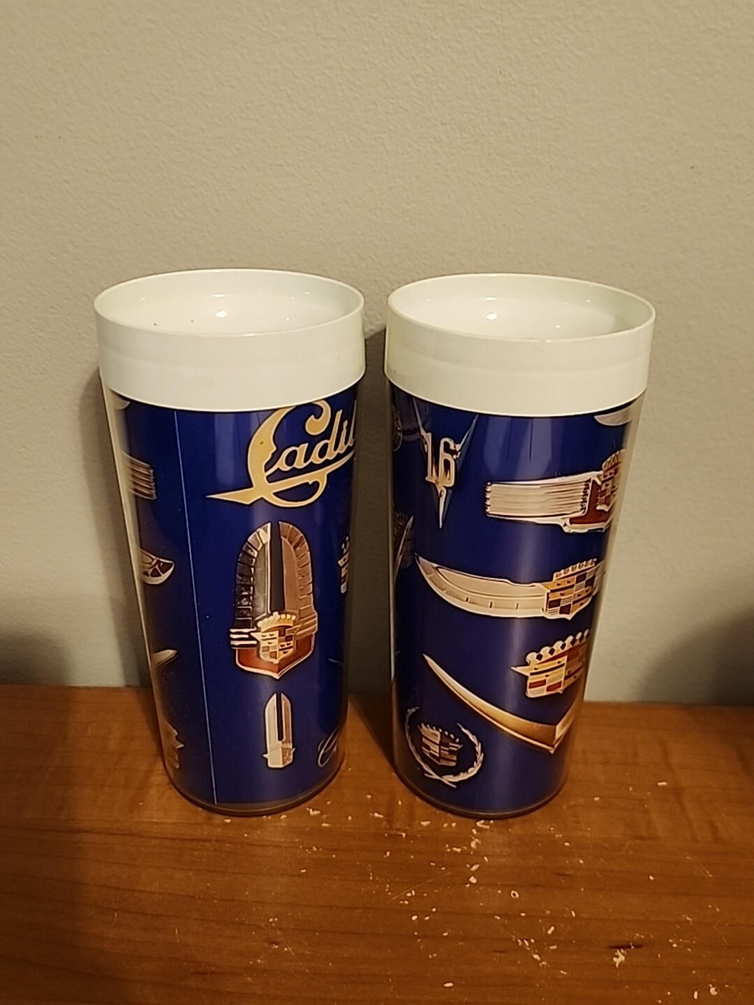 Set Of 2 Vintage Cadillac Car Themed Thermo-Serv Insulated Tumblers - American