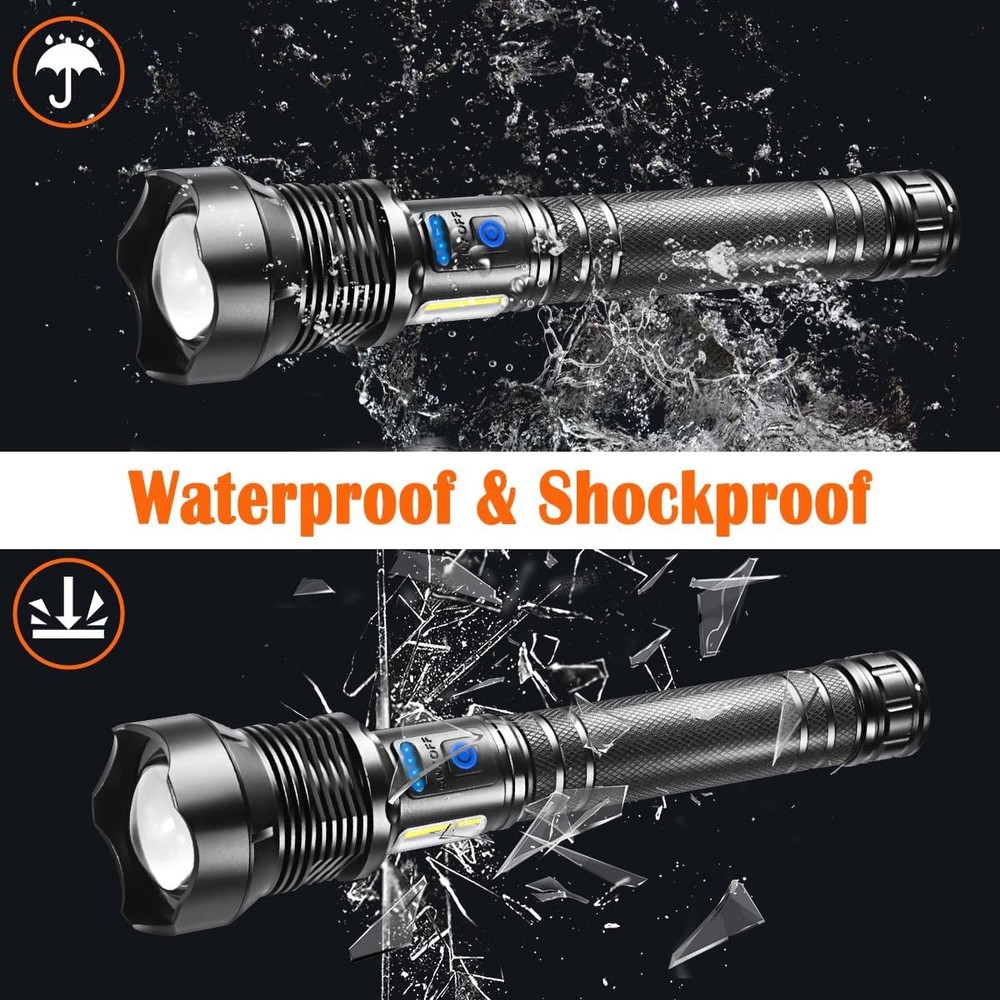 350000000 Lumen Super Bright LED Tactical Flashlight Rechargeable LED Work Light