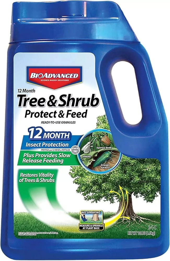 “BioAdvanced 12-Month Tree & Shrub Protect & Feed, Insect Control Granules, 10lb