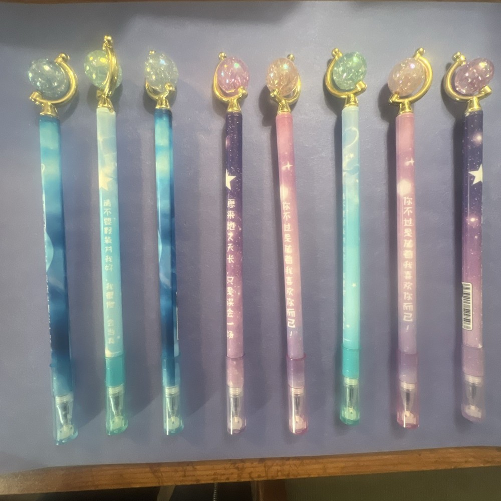 8 Globe Themed Black Felt Tip Pens