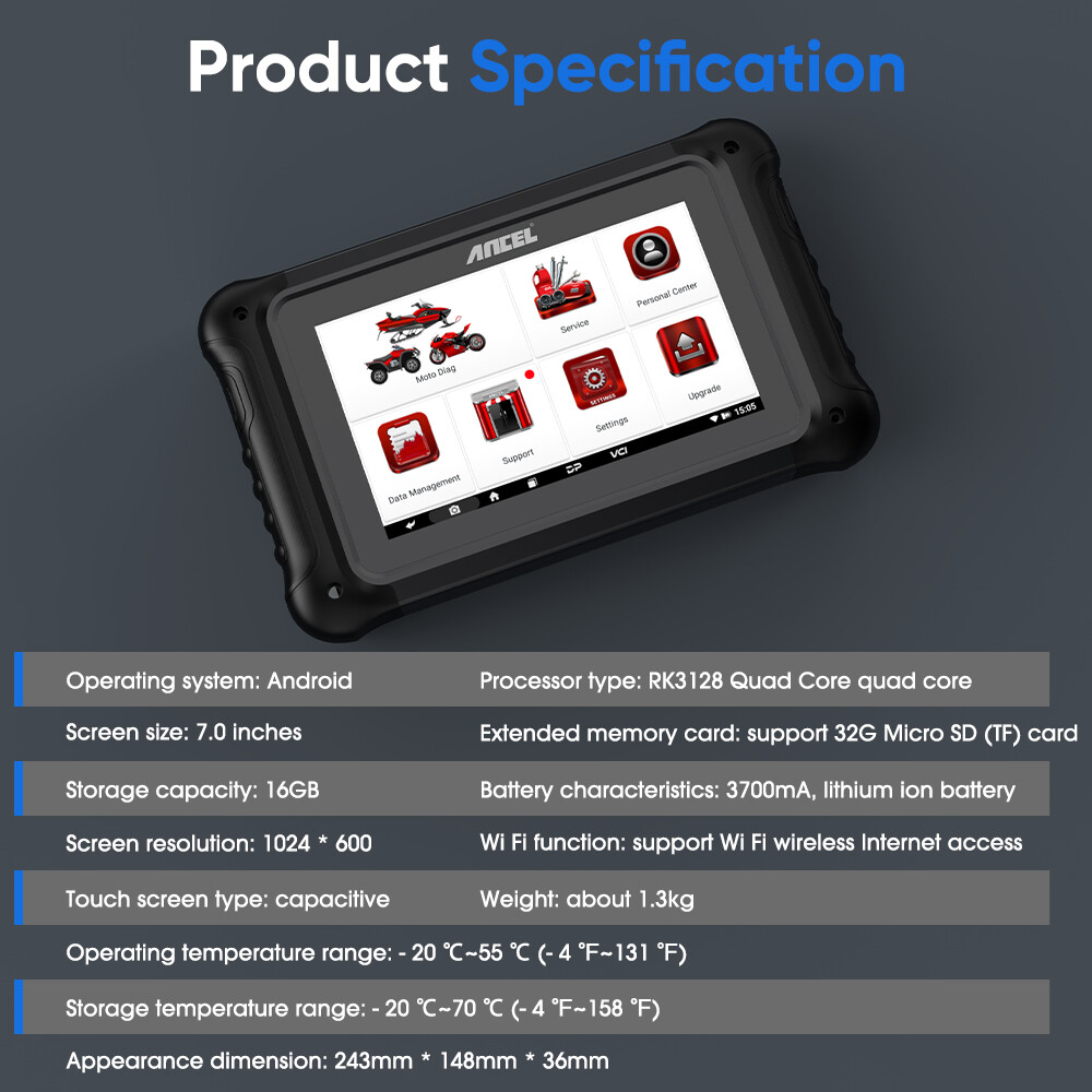 ANCEL MT700 Multi-brands Motorcycle Diagnostic Tool OBD2 Scanner All Systems