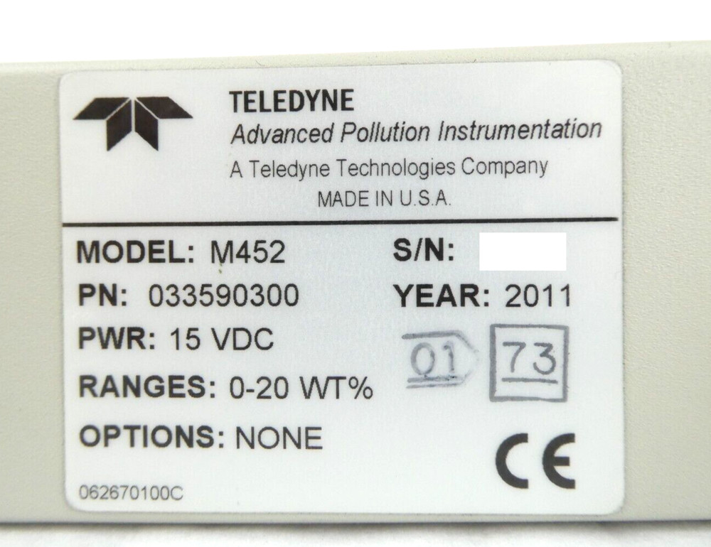 Teledyne Instruments 033590300 Ozone Processor Sensor M452 Working Surplus