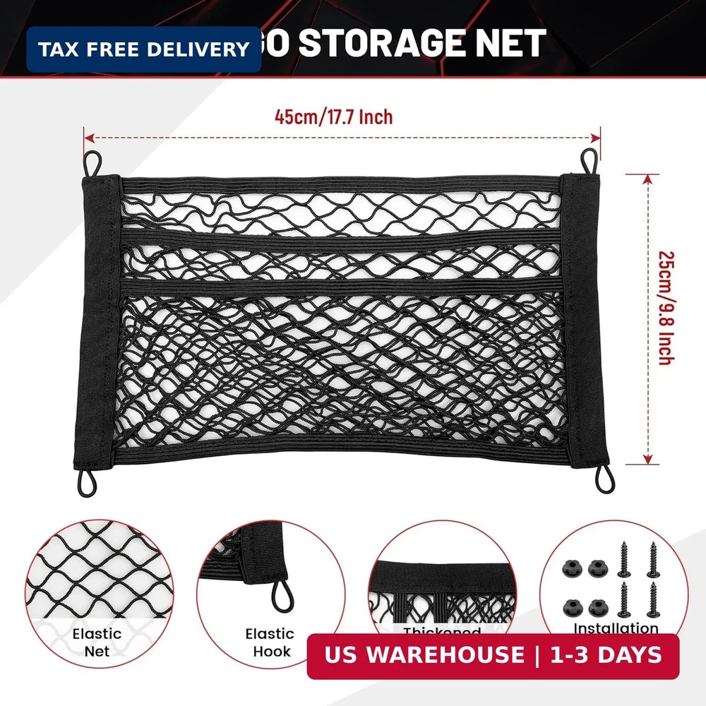 3 Layer Small Cargo Net 17.7" x 9.8" Elastic Stretchable Bungee Nets St