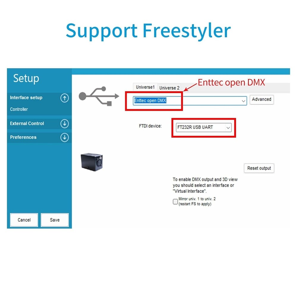 5.9FT USB to DMX Lighting Control Cable for Laptops - Plug and Play Design