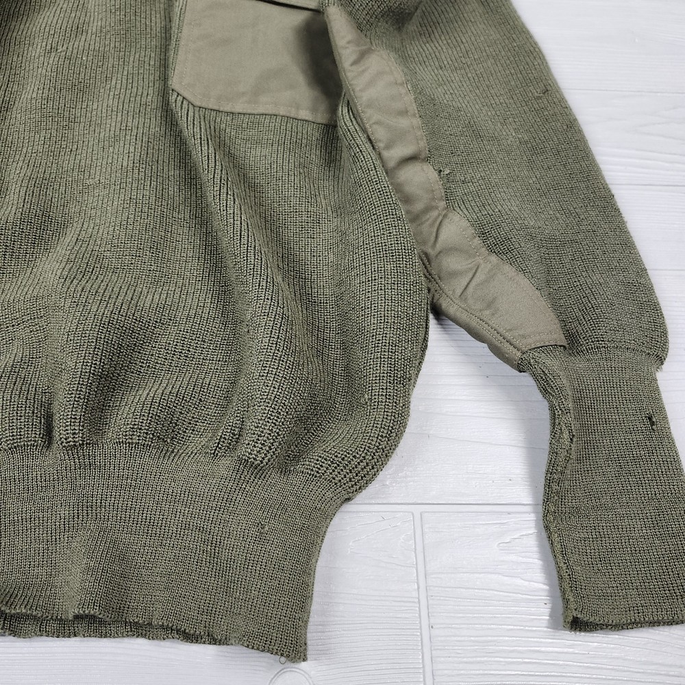 German Military Commando Sweater Pullover Flags Wool Blend H50 Size L Distressed