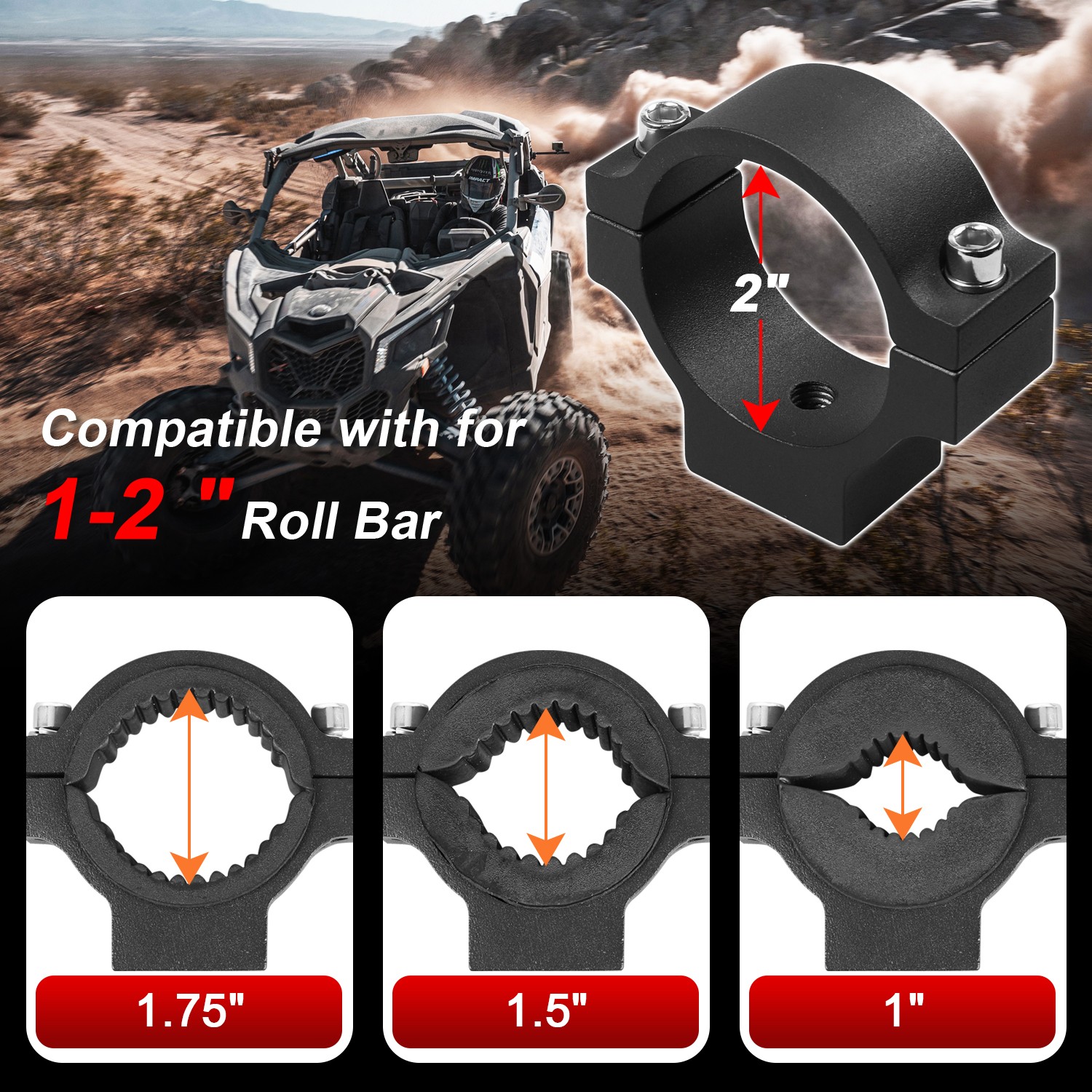 1-2 inch Roll Cage Fire Extinguisher Mount Holder Bracket for Jeep Wrangler SXS