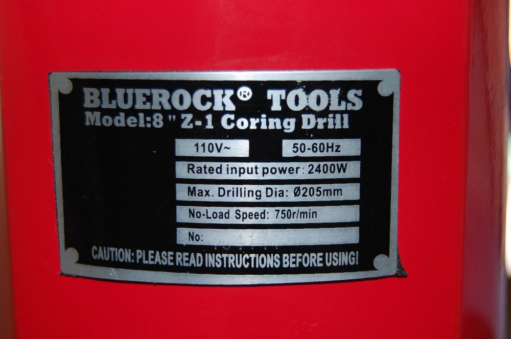 BLUEROCK TOOLS Model 8Z1 CORE DRILL CONCRETE CORING HIGH QUALITY