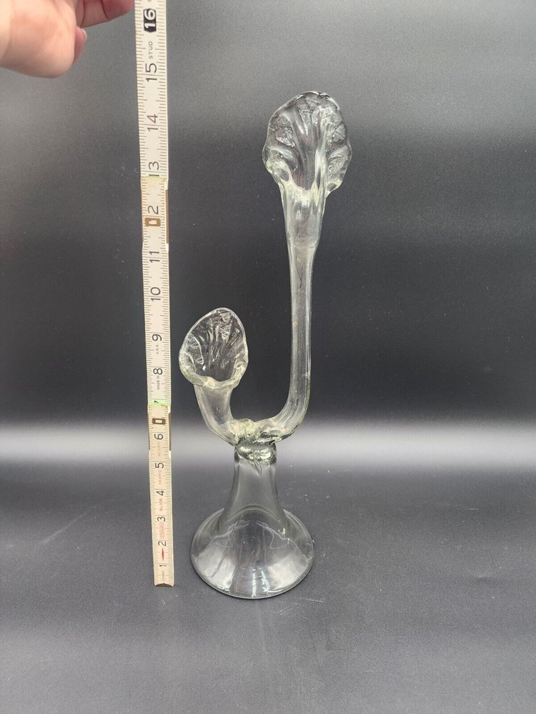 Clear Hand Made Double Sided headed vase Two Necks