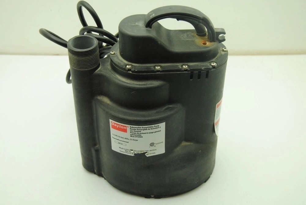 DAYTON 3YU58A Submersible Utility Pump, Vertical Float Switch