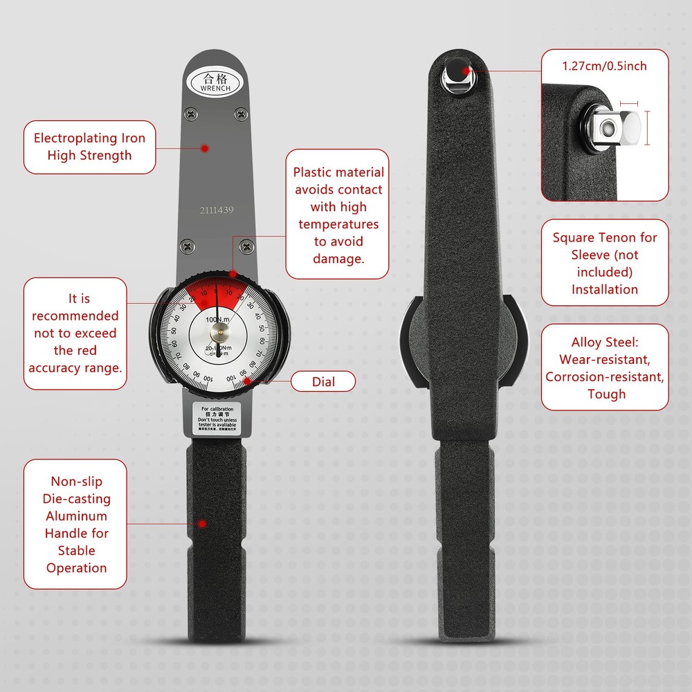 High Precision Dial Indicator Torque Wrench Indicating Torque meter Wrench100n.m