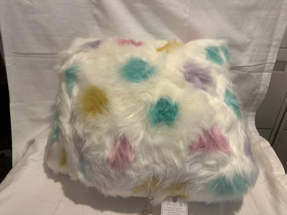 Pottery Barn Teen Lots A Dots Faux Fur Beanbag Slip Cover Large NEW SOLDOUT NLA
