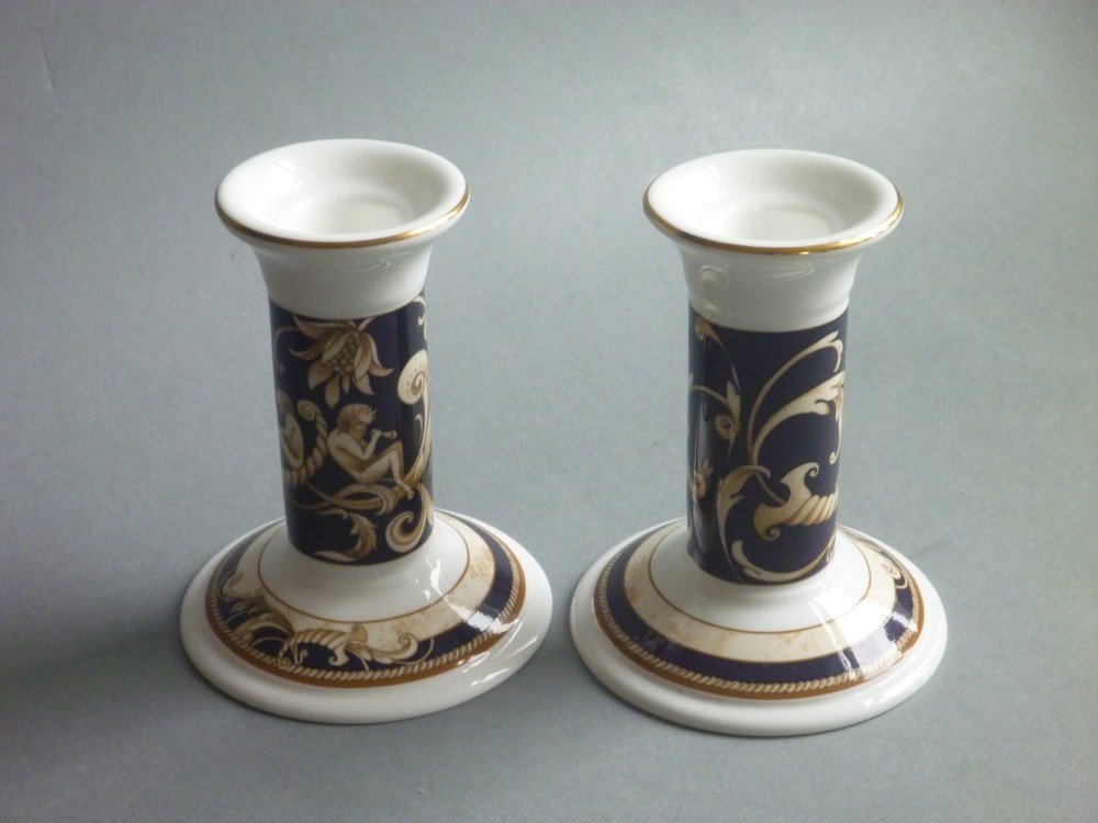 Wedgwood Cornucopia Clock & Candlestick Mantle Set