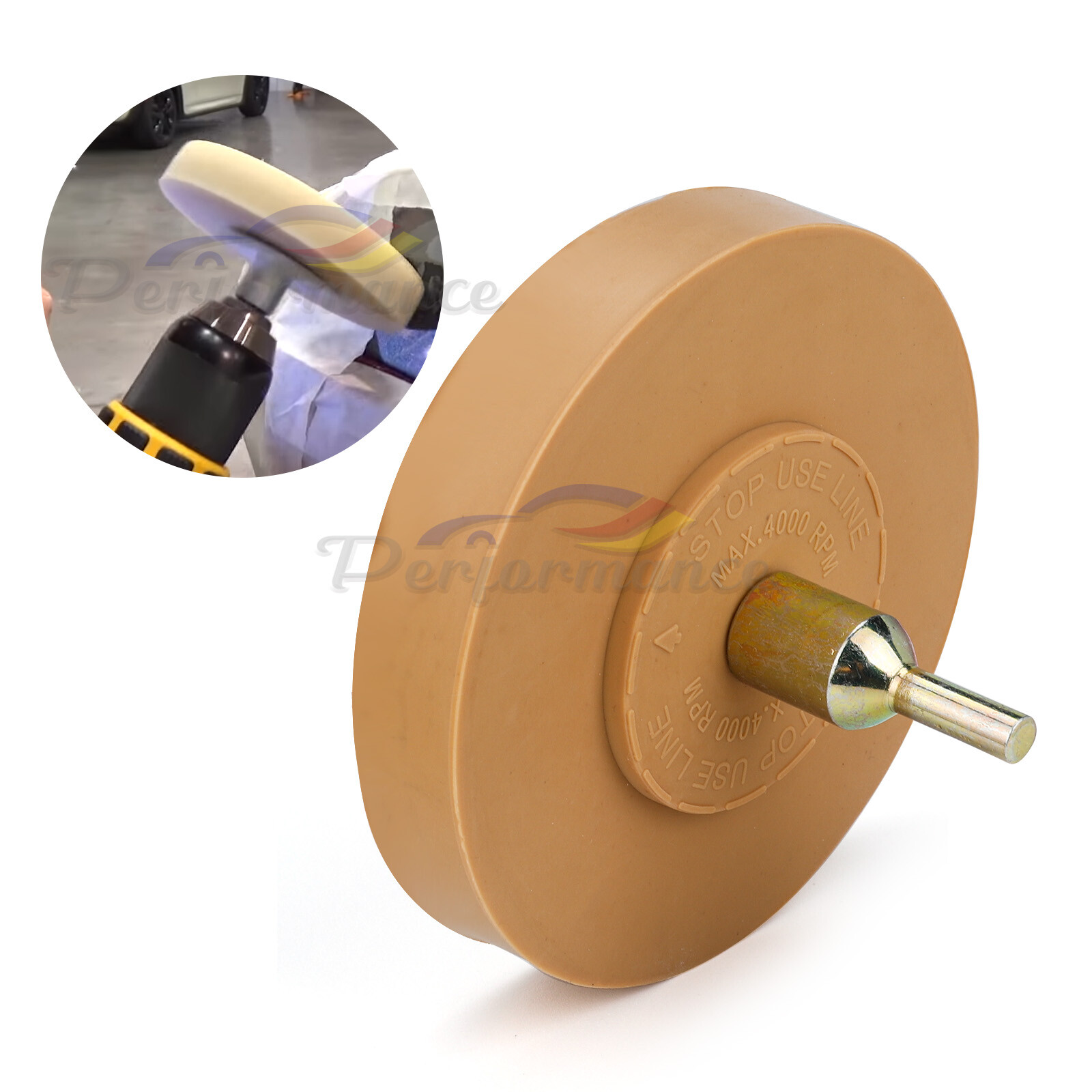4inch Decal Removal Eraser Wheel w/ Power Drill Arbor Adapter Rubber Pinstripe
