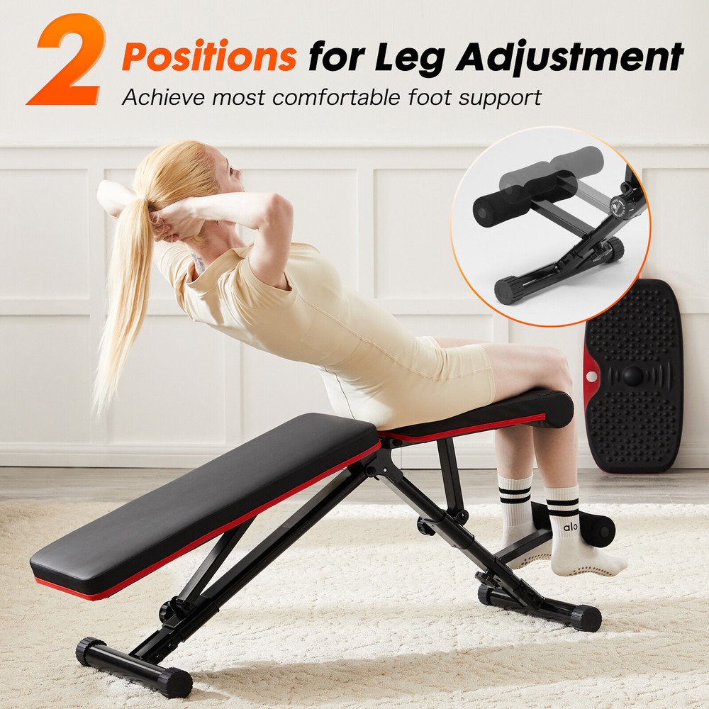 Foldable Home Gym Stool, Sit-Up Stool, Training Bench with Adjustable Back