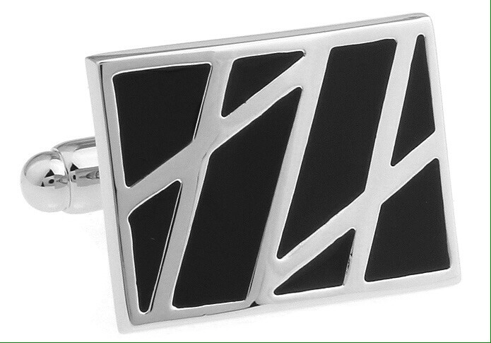 Black & Silver Lines Cufflinks