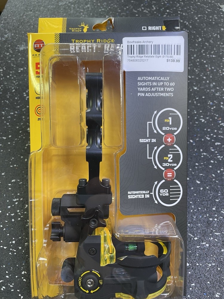 @NEW@ Trophy Ridge React Retaliate 5 Pin Micro Adjustable Bow Sight RH AS855D