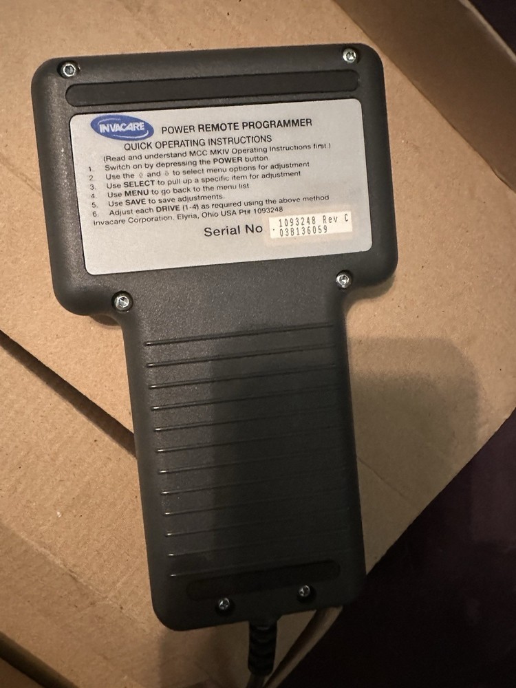 Invacare Power Remote Programmer 1093248 Rev C Black with Cable and Box