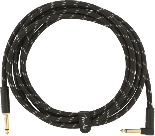 Fender Deluxe BLACK TWEED Guitar/Instrument Cable, Straight-Right Angle, 10' ft