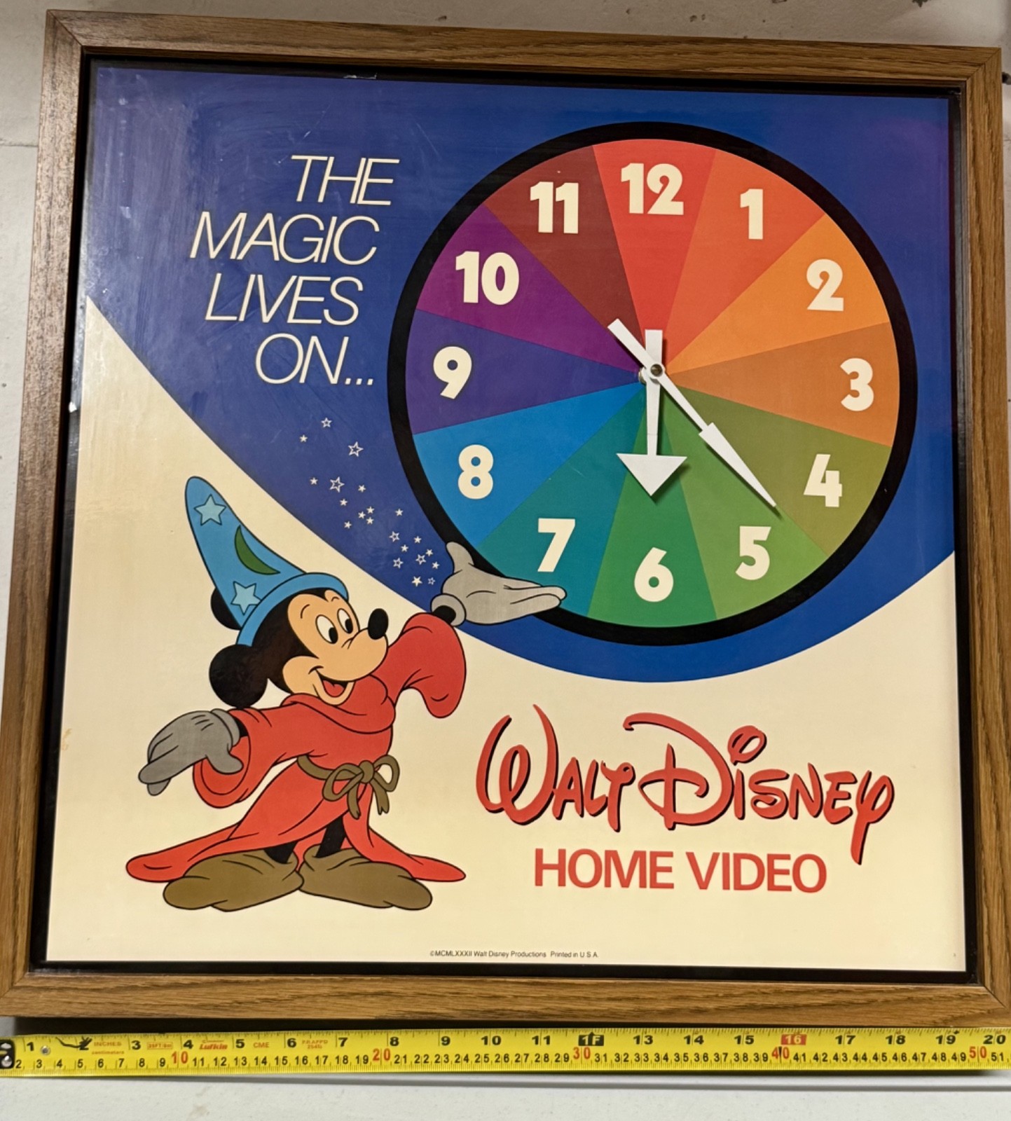 Vintage Walt Disney Home Video sign/clock - The Magic Lives On- LARGE! FREE SHIP