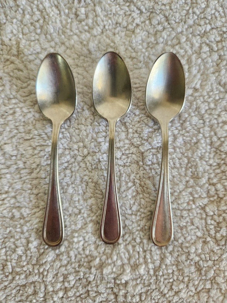 3 Three U.S.N. USNavy Coffee/Tea Spoons c 1930s-40s Int'l Silver silver plated