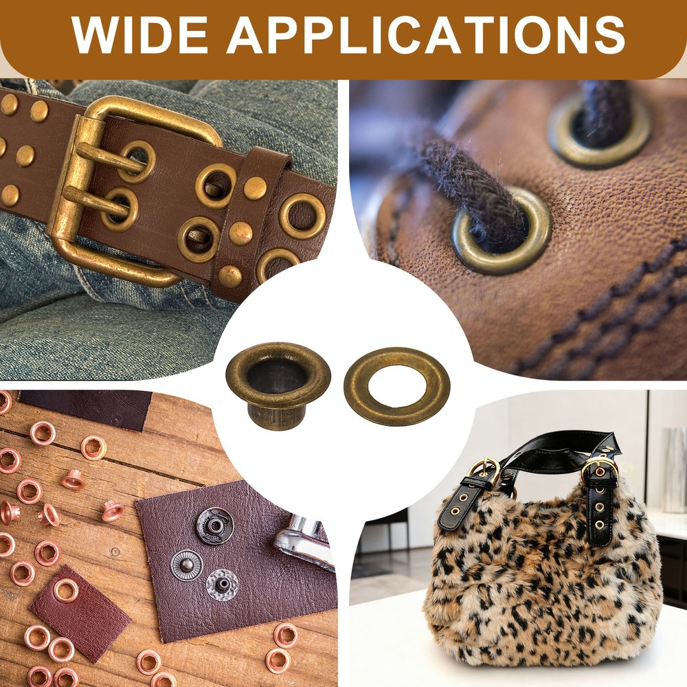 100 Sets Grommets Eyelets, 2.8mm Brass Self Backing Eyelets, Bronze