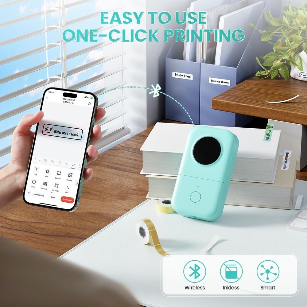 Label Maker, D30 Portable Bluetooth Label Maker Machine with Tape, Small Mini...