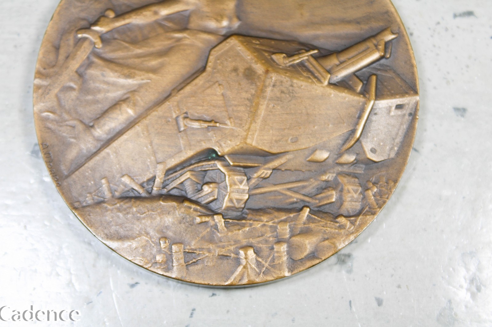 WW1 French France Tank Assault! Table Medal Bronze Pierre Morlon 1918 A320