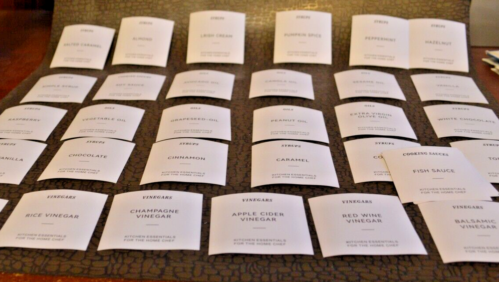 Kitchen Essentials 35 Black Script Oil, Syrup, Wine, Vinegar Labels for Bottles