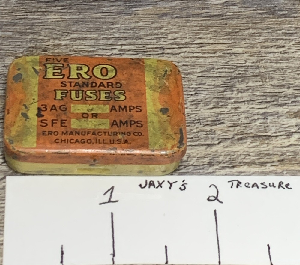 ERO Five Standard Fuses Empty Hinged Tin Box