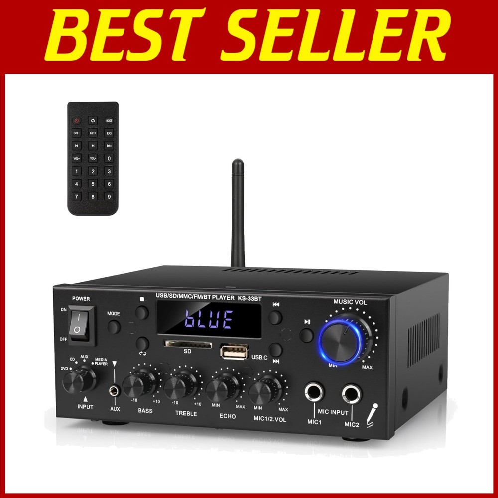 Compact 500W Audio Amplifier with Bluetooth