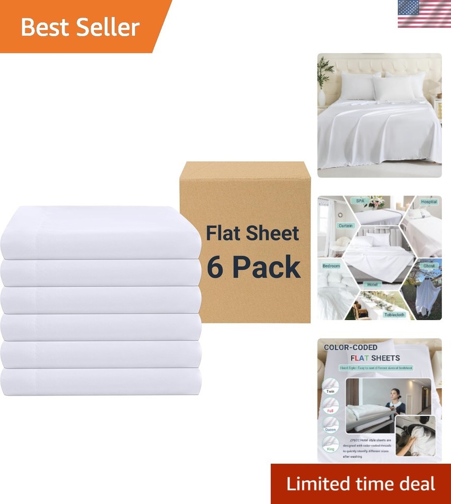 Durable White Twin Size Bed Sheets 6 Pack - Soft Microfiber, Easy Sort Design