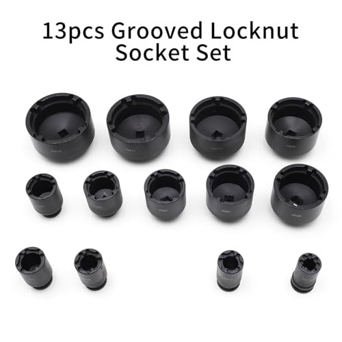 13pcs Grooved Lock Nut Socket Set with Internal Teeth, Spindle Nuts Socket Kit