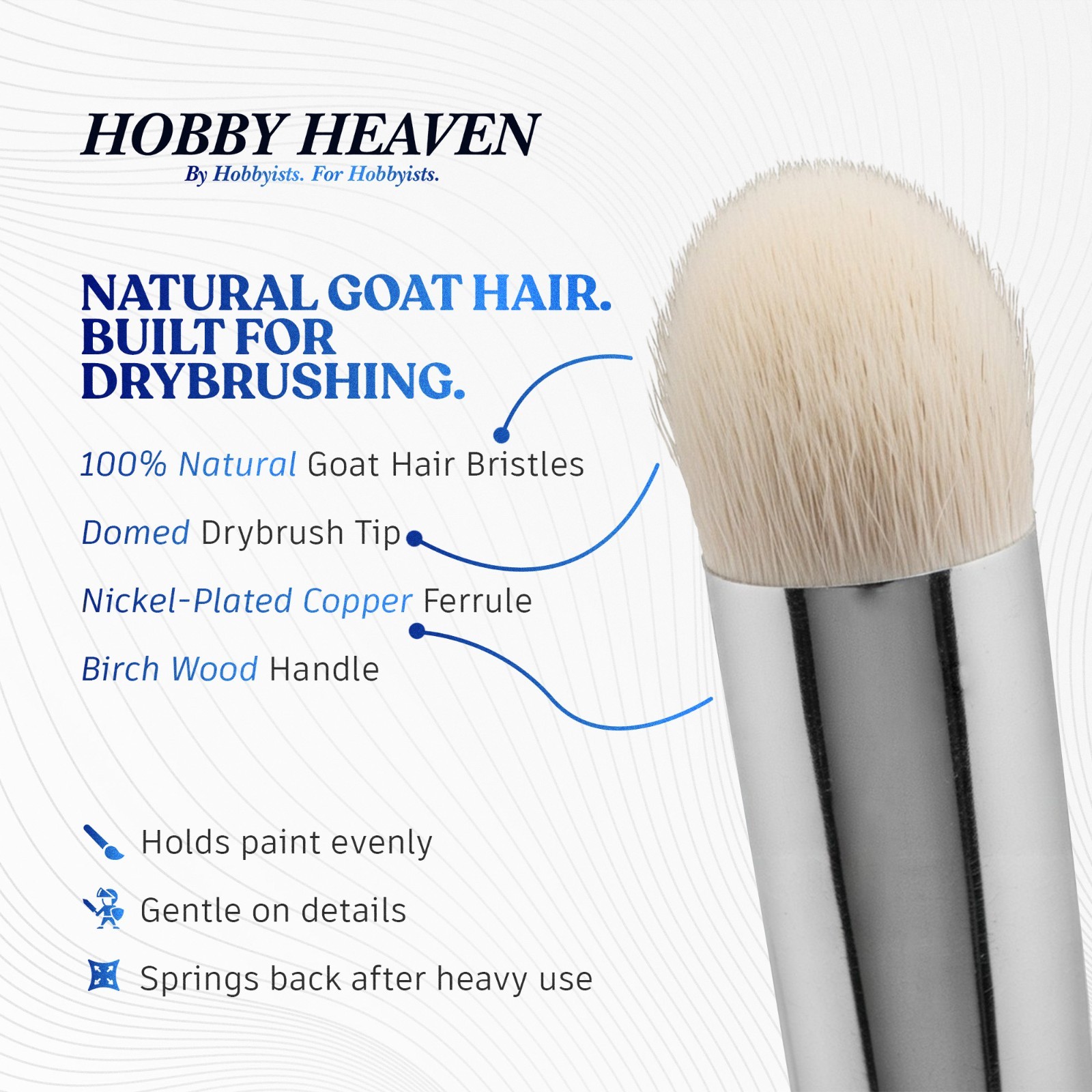 Hobby Heaven 6-Piece Dry Brush Set XS–XXL | Miniature & Model Painting Brushes