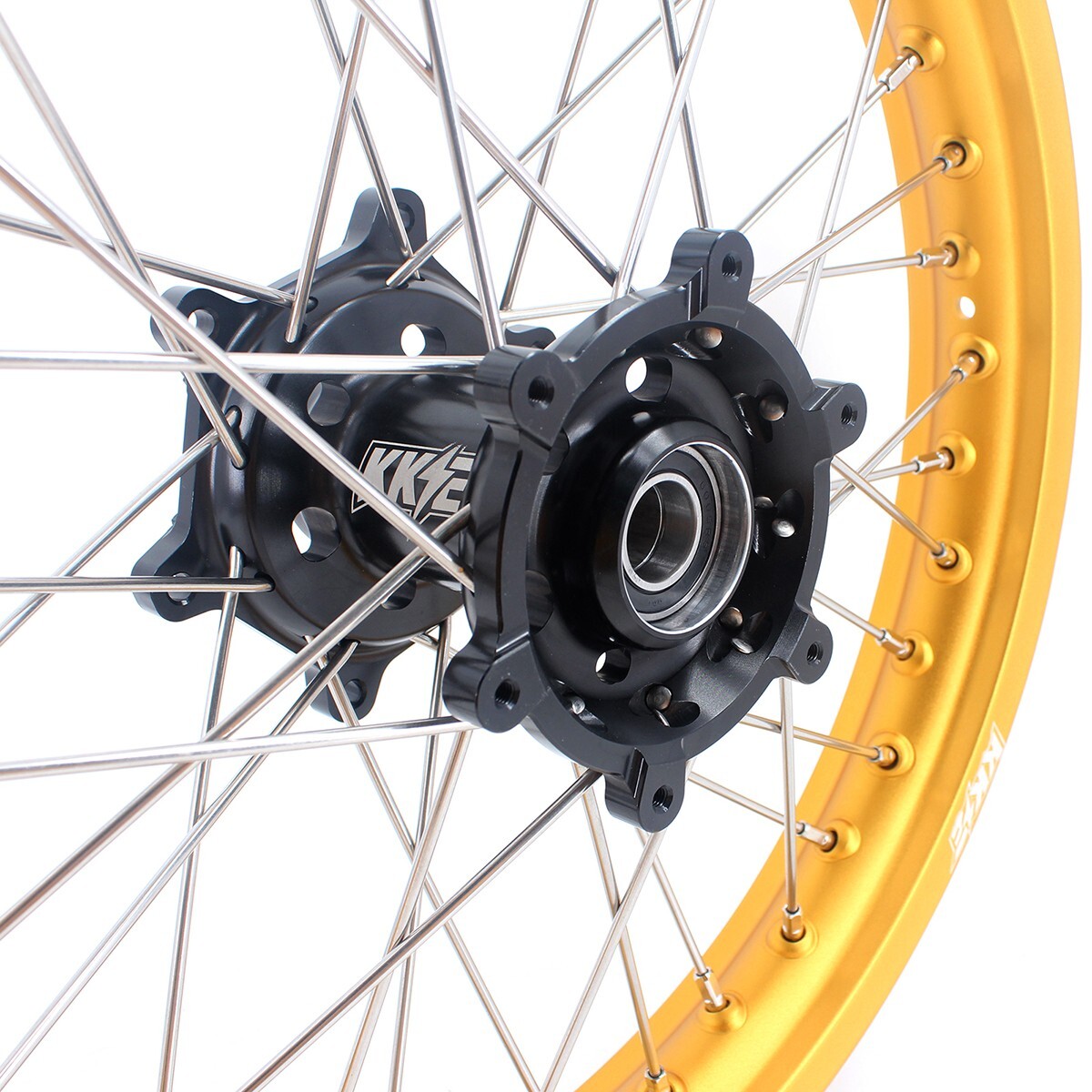 KKE 21/19 Wheels for Suzuki RM125 1996-2007 RM250 1996-2008 Gold Rims Black Hub