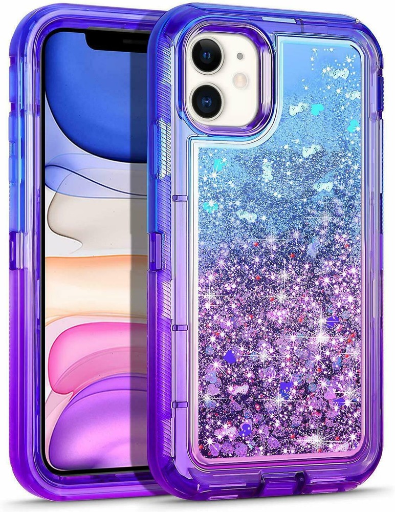 For iPhone 12/12 Pro Max/12Mini Shockproof Liquid Glitter Case /Screen Protector