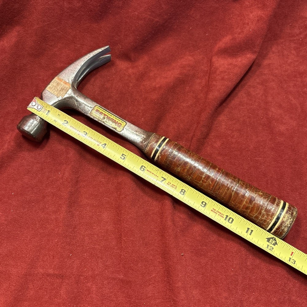 Vintage ESTWING Hammer With Stacked Leather Handle