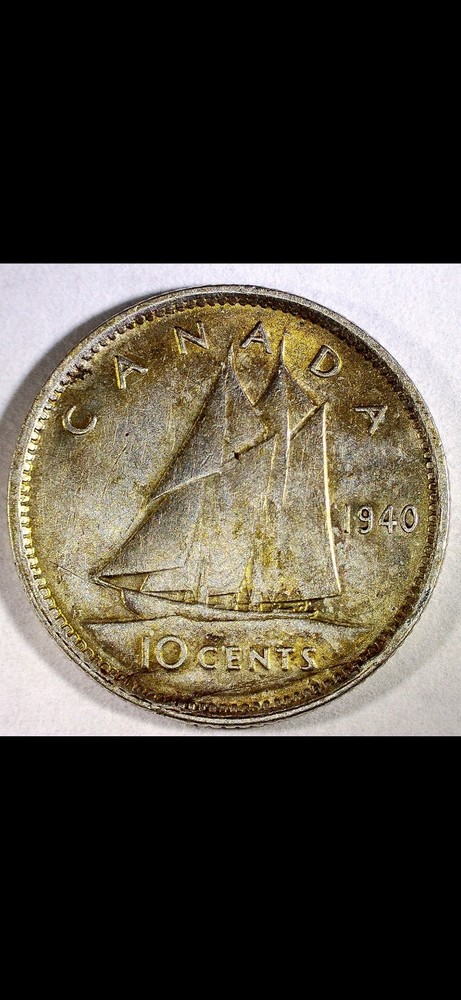 1940 Dubled 194 Canadian dime error
