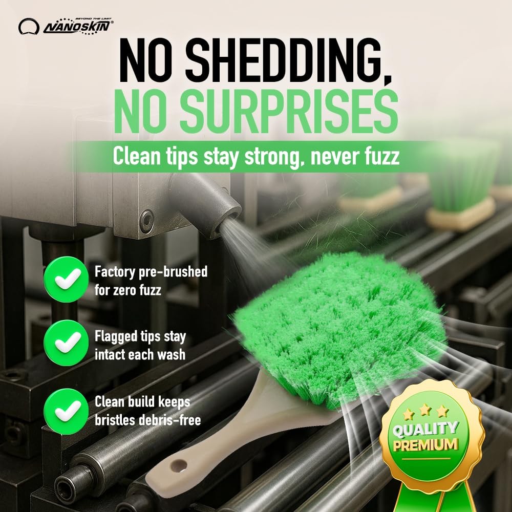 Nanoskin Pro-Grade 8.5" Car Detailing Brush - Durable Green 8.5",