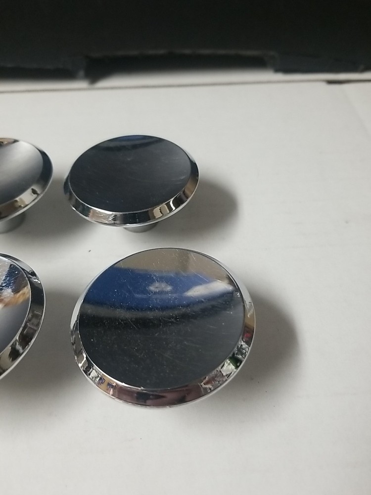 8 Vintage 1960s AJAX Chrome Beveled Concave 2" Round MCM Pull Knobs