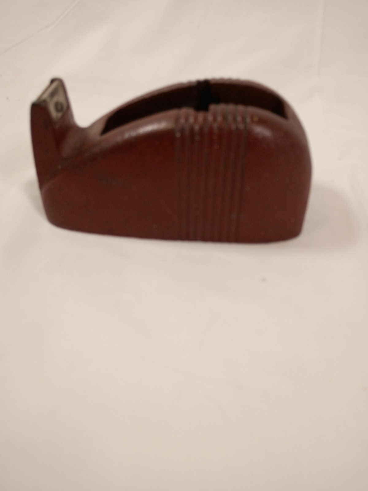 Vintage Art Deco Cast Iron Tape Dispenser Whale Tail Streamline Industrial Heavy