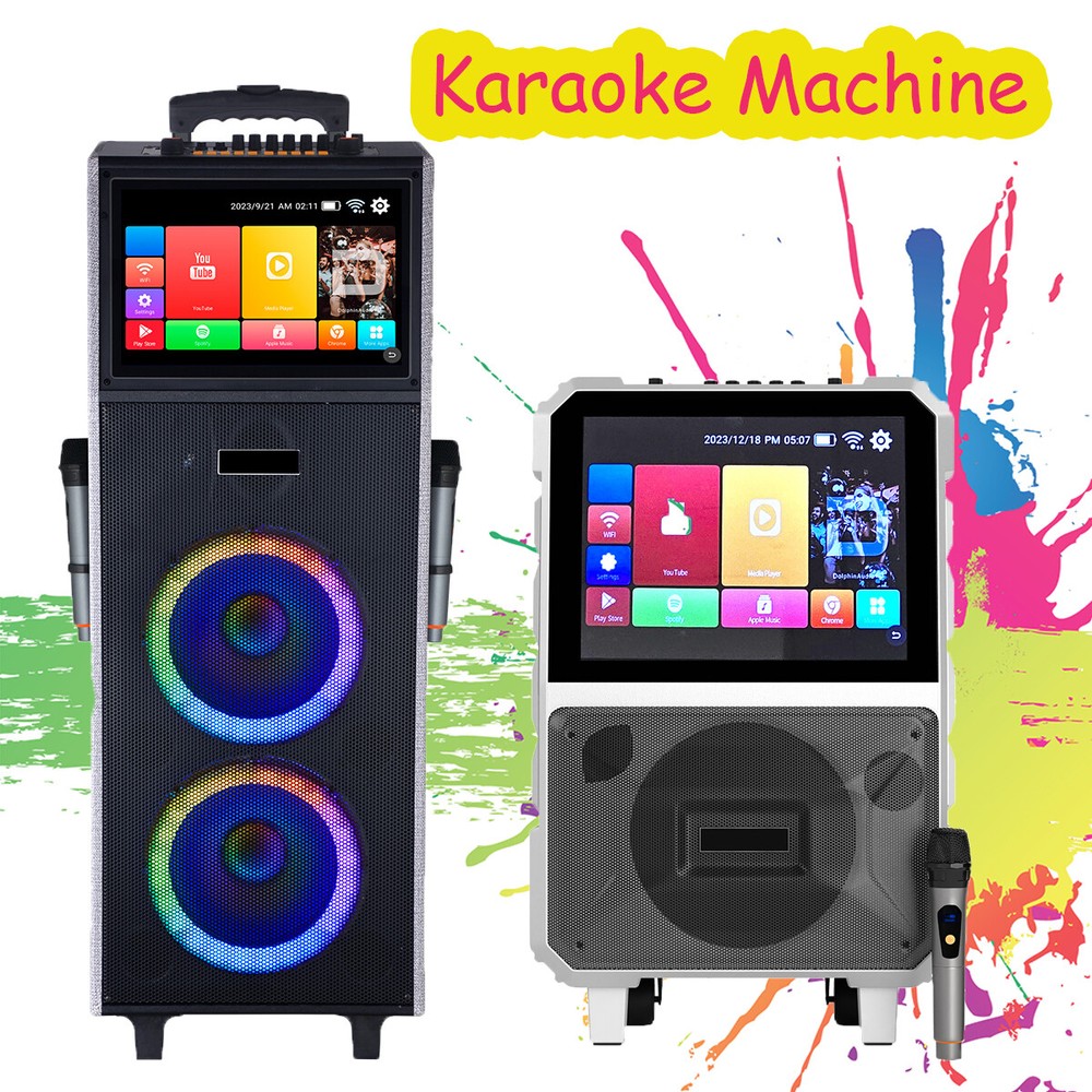 LOUD Bluetooth Speaker Karaoke Machine w/ Wireless Mic & Lyrics Display Screen