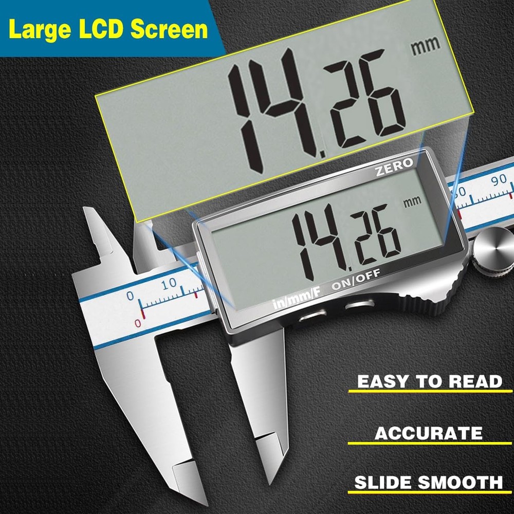 Digital Calipers, 6" Vernier Caliper- Electronic Micrometer with Large LCD Sc...