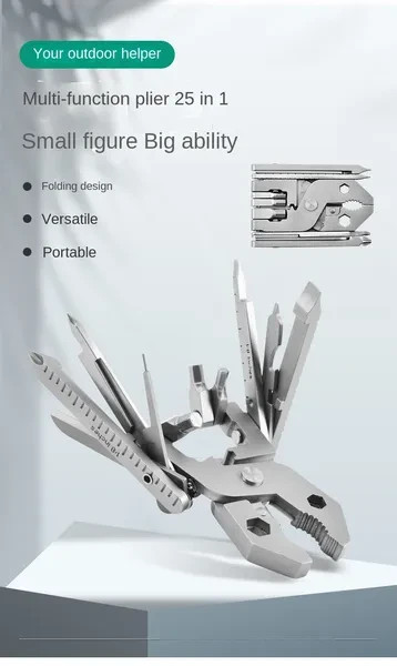 25 in 1 Multitool High Quality Folding Wire Cutter Plier with Screwdrivers; Mult