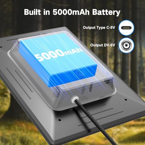 Trail Camera Solar Panel, Built-in 5000mAh Rechargeable Battery Solar Panel