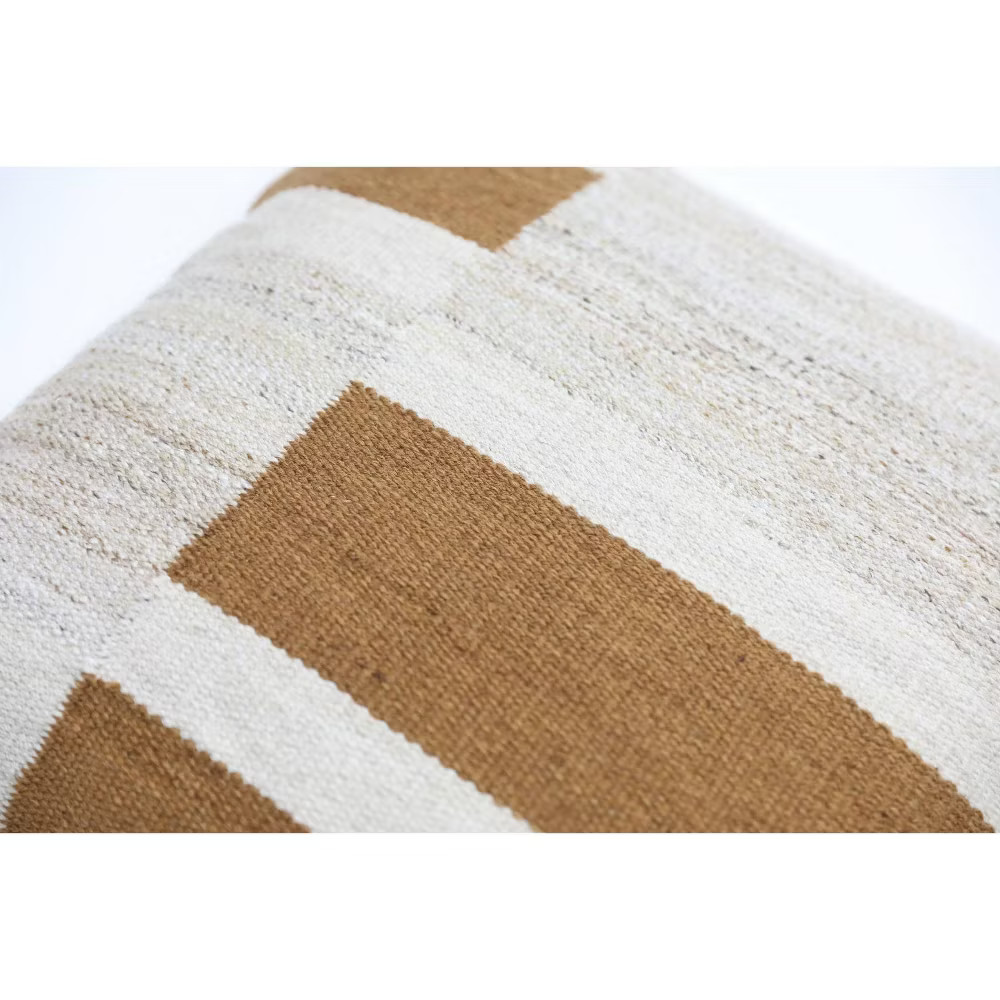 Oversized Blocked Woven Square Throw Pillow Neutral - Threshold
