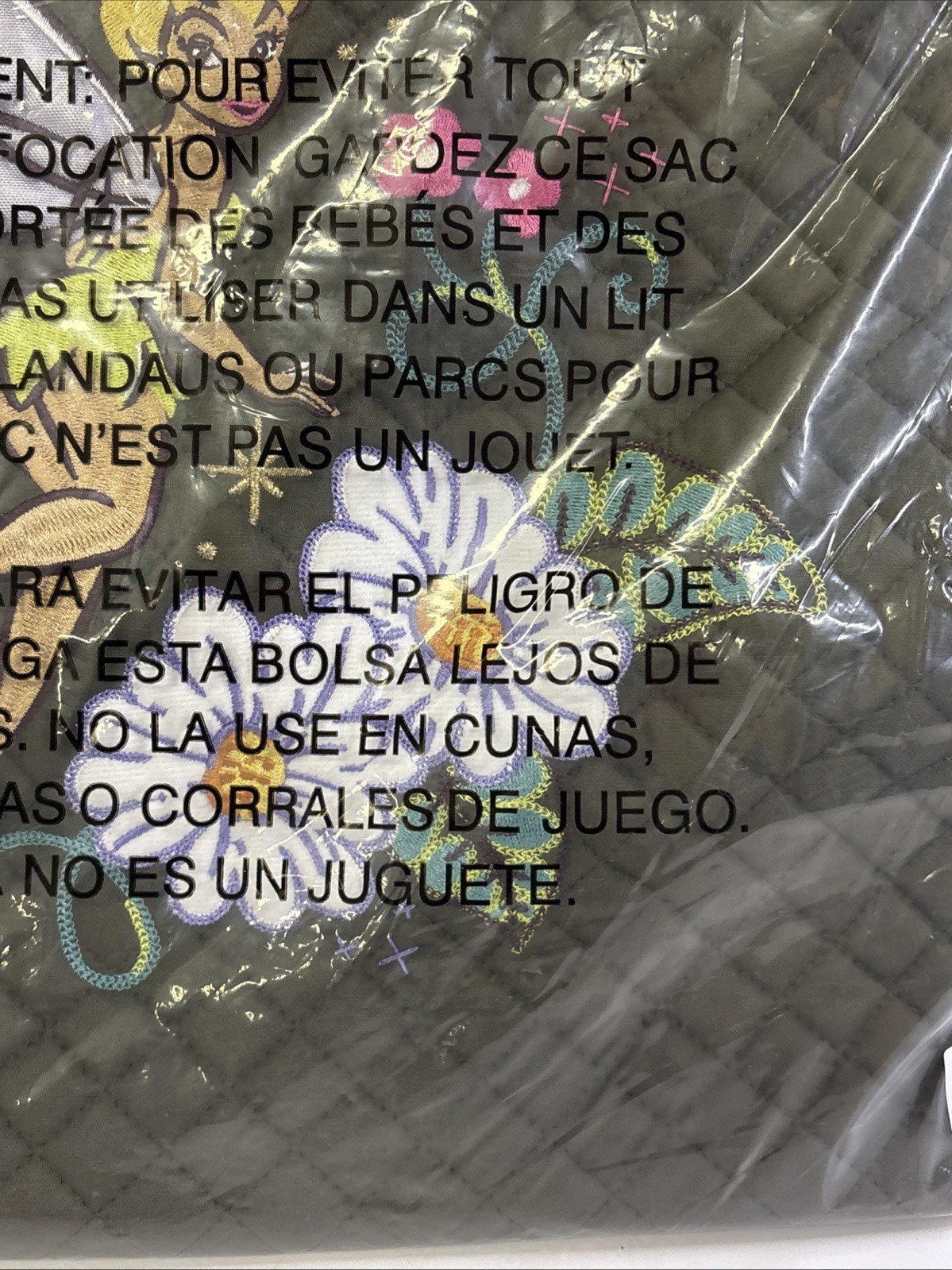 Sealed With Tag Vera Bradley Disney 100 Tinker Bell Large Tote Embroidered Bag