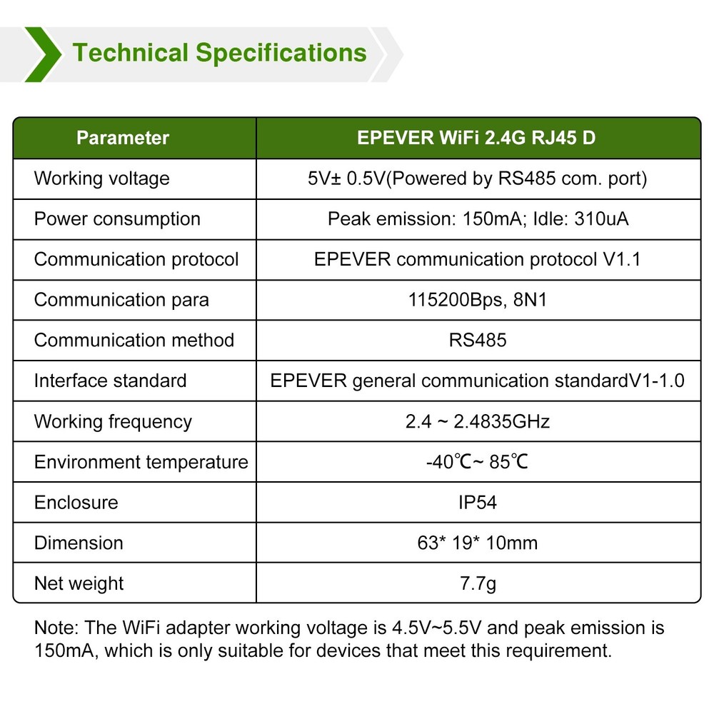 EPEVER WiFi Adapter Accessories for MPPT Solar Charge Controller